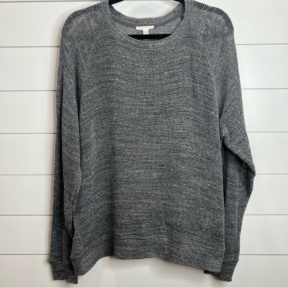 Eileen Fisher Oversized Gray‎ Open Weave Sweater. Size Medium.